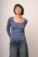 Pull in maglia lurex a costine carta da zucchero