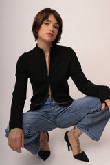 Cardigan a giacchetto con zip