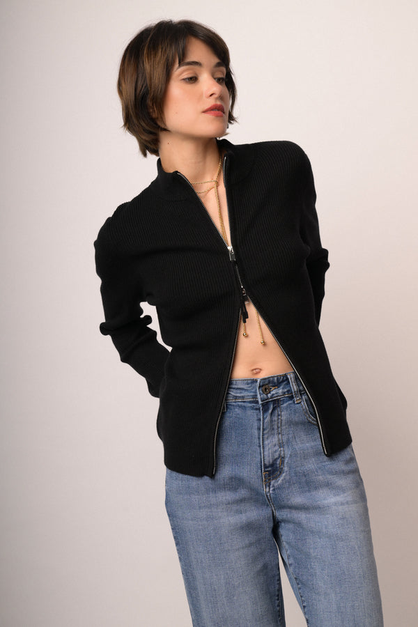 Cardigan a giacchetto con zip