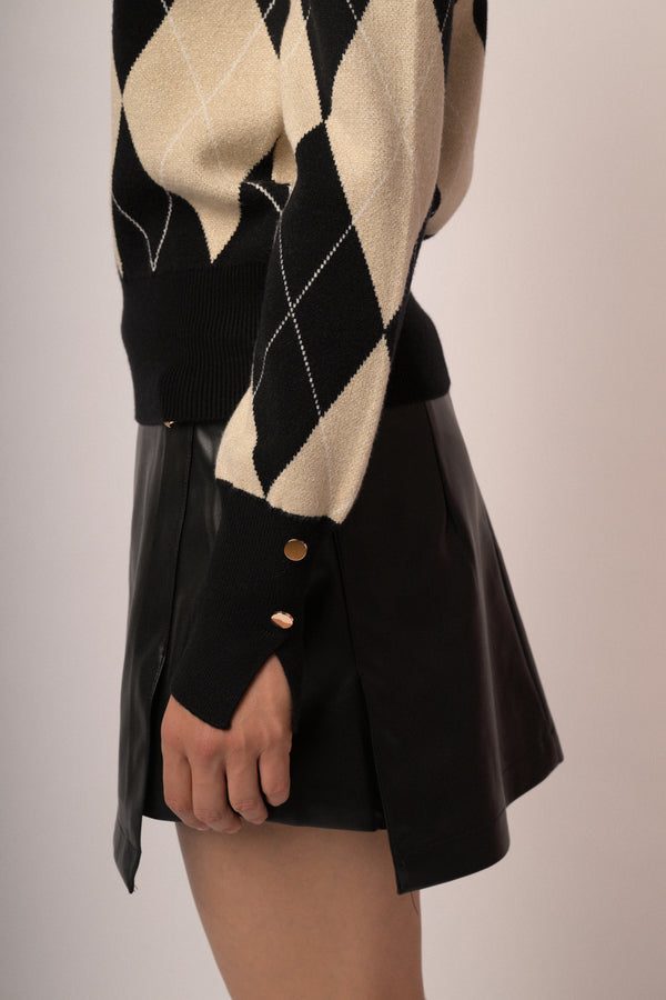 Lupetto con motivo a rombi beige/multicolor