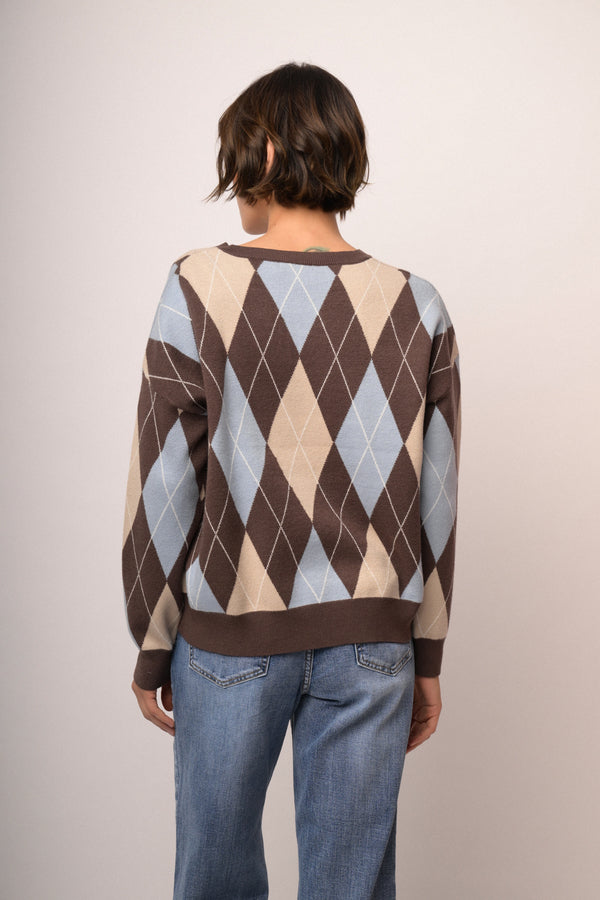 Pull in maglia a rombi multicolor