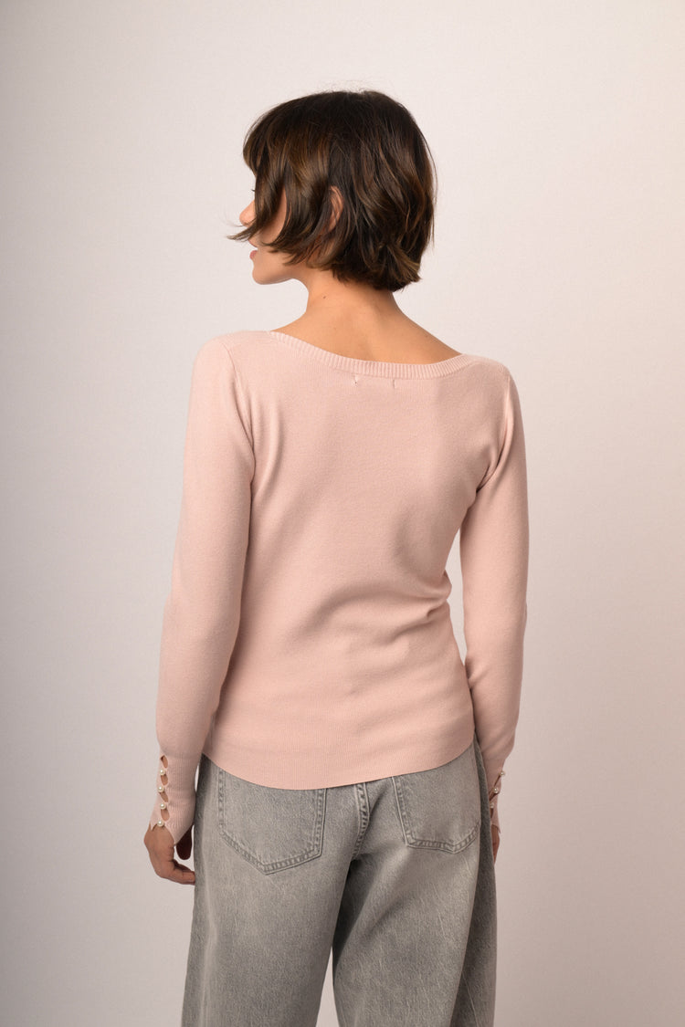 Maglia shiffer con fiocchi perline