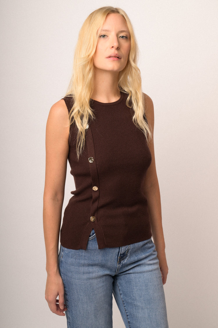 Maglia smanicata fila bottoni