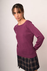 Pull in maglia lampone con scollo a barchetta