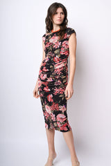 Abito midi in tulle a stampa floreale
