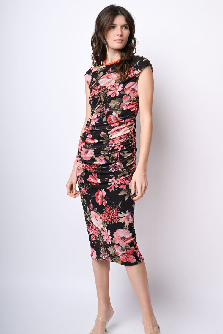 Abito midi in tulle a stampa floreale