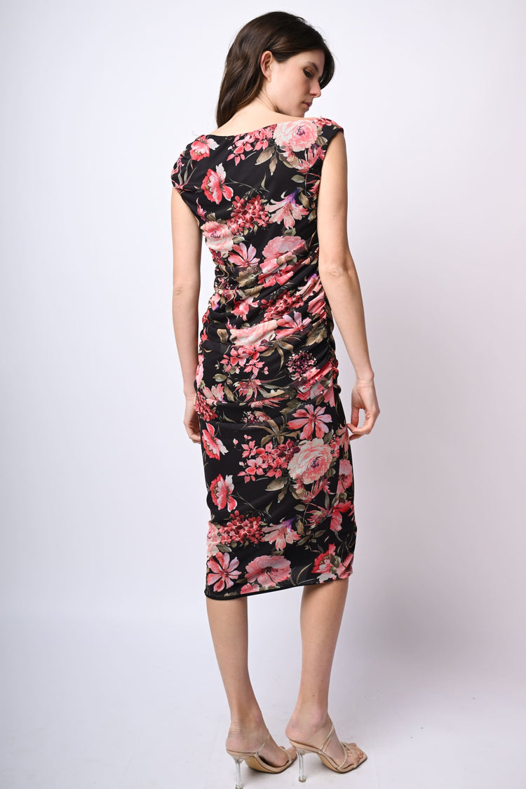 Abito midi in tulle a stampa floreale