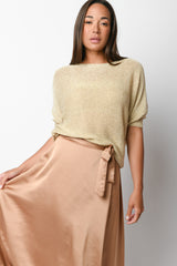 Pull in maglia lurex con fiocco