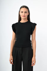 Top in maglia con rouches