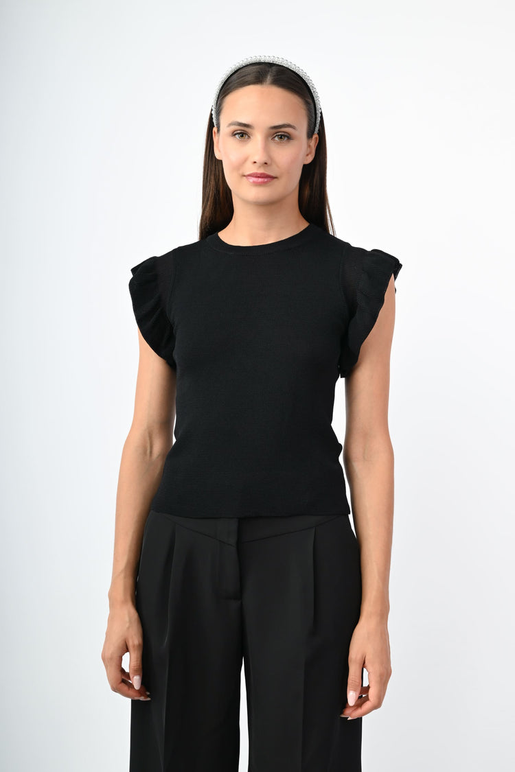 Top in maglia con rouches
