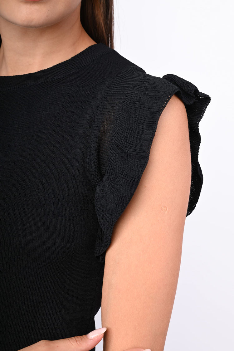 Top in maglia con rouches