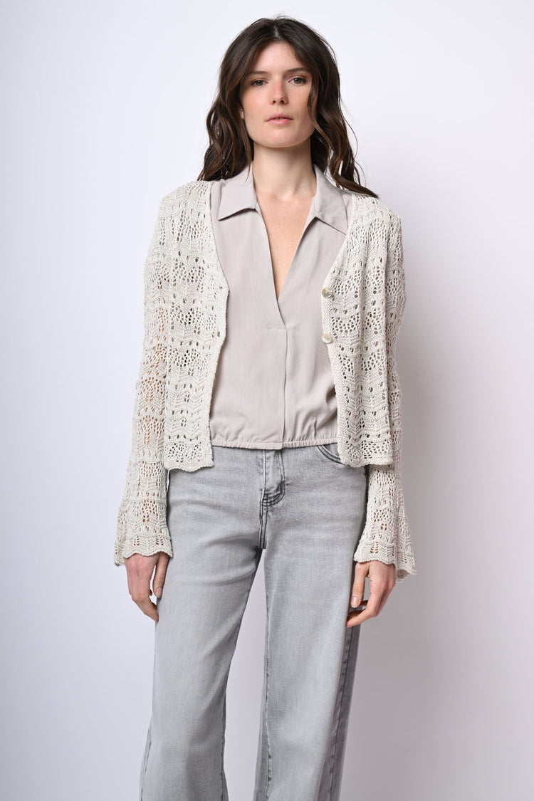 Cardigan in maglia crochet