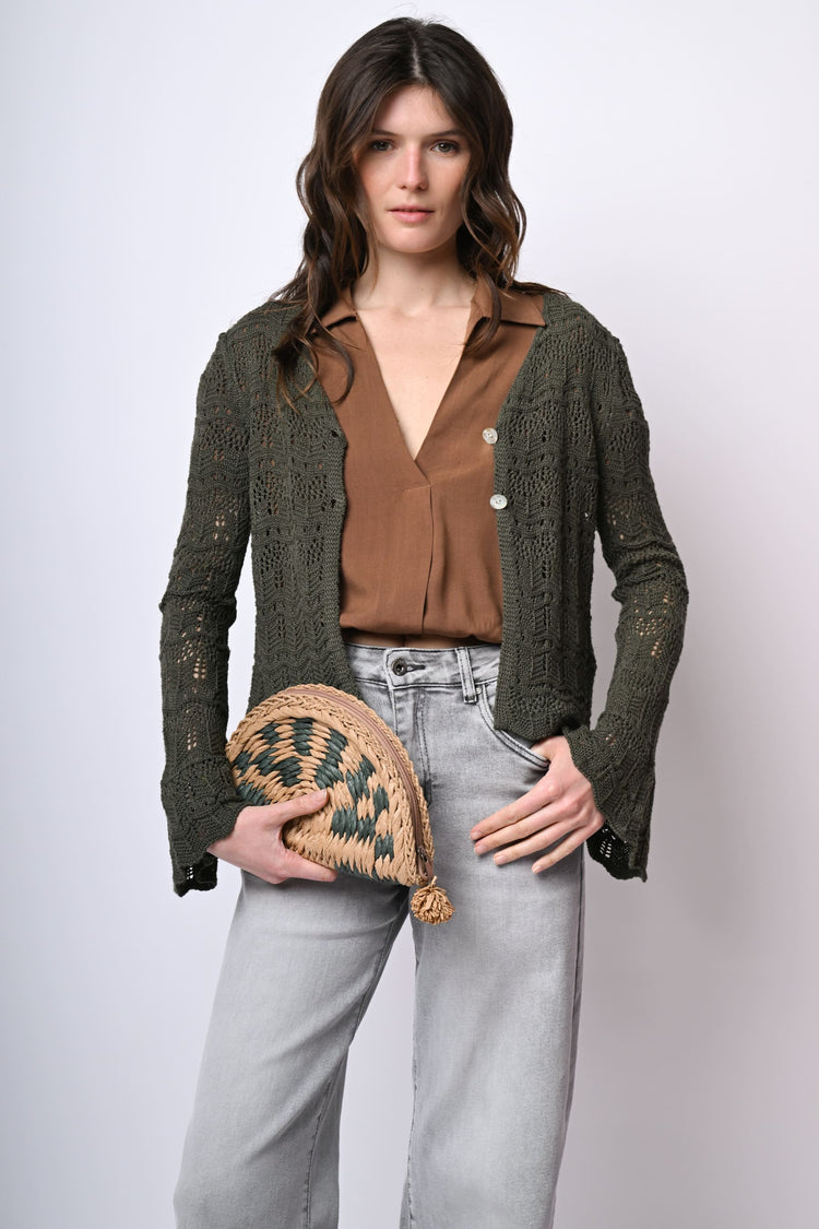Cardigan in maglia crochet