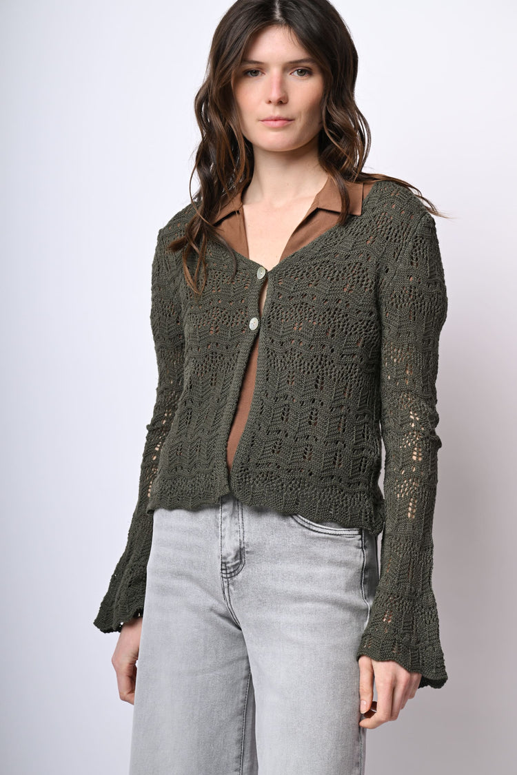 Cardigan in maglia crochet