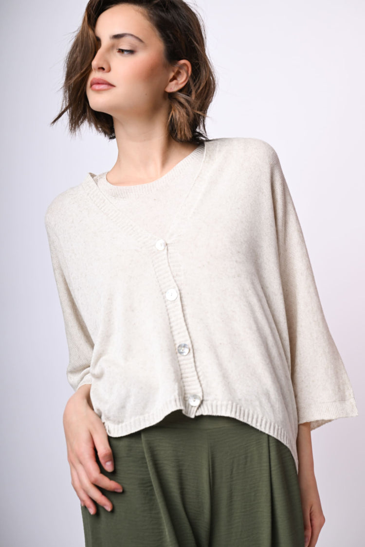 Cardigan in viscosa e lino