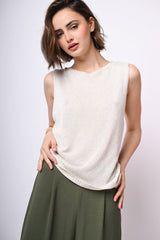 Gilet in maglia misto viscosa e lino