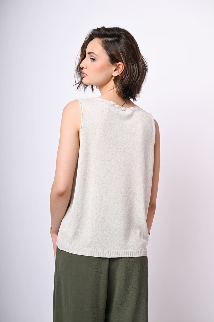 Gilet in maglia misto viscosa e lino