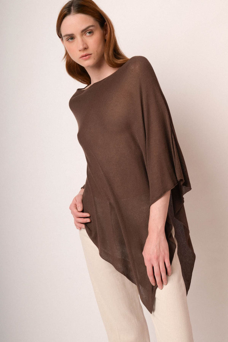 Mantella poncho marrone in viscosa