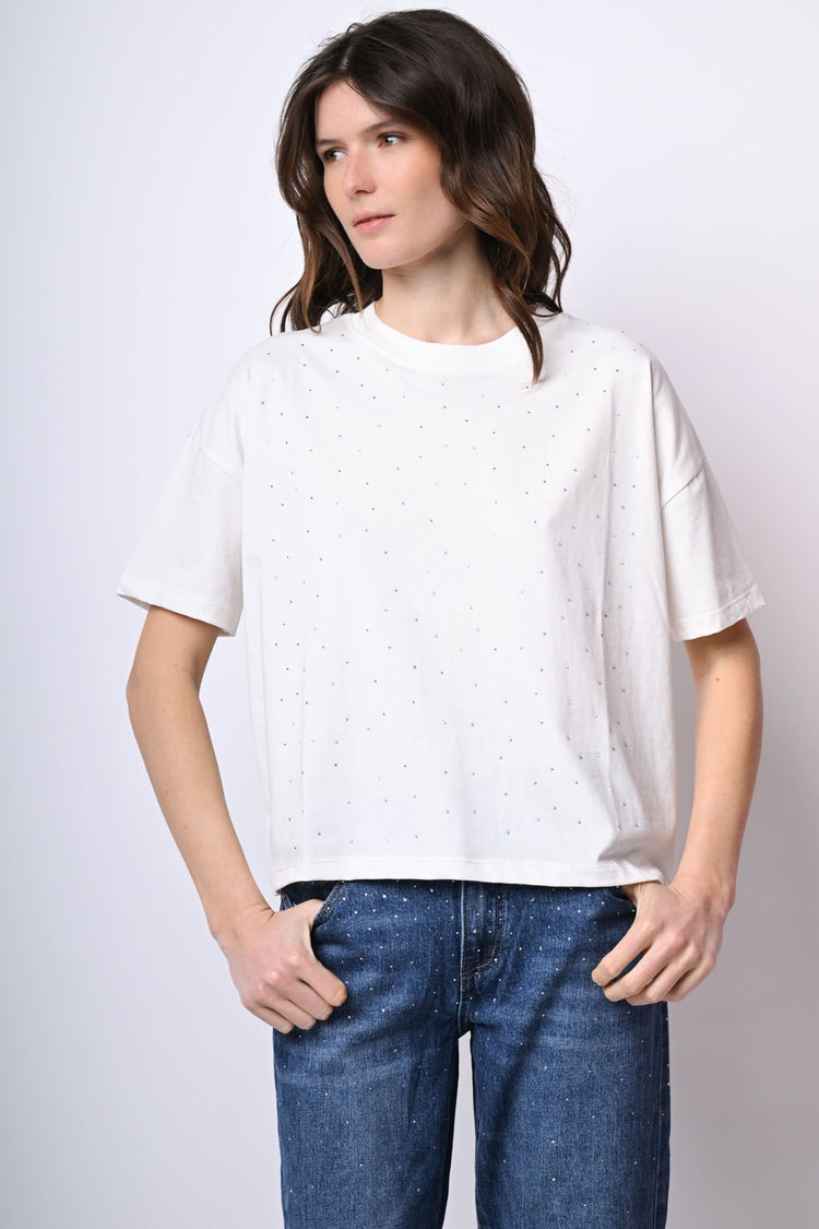 T-shirt in cotone con strass