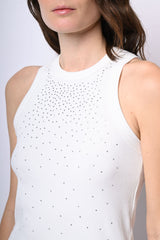 Canotta in cotone con strass