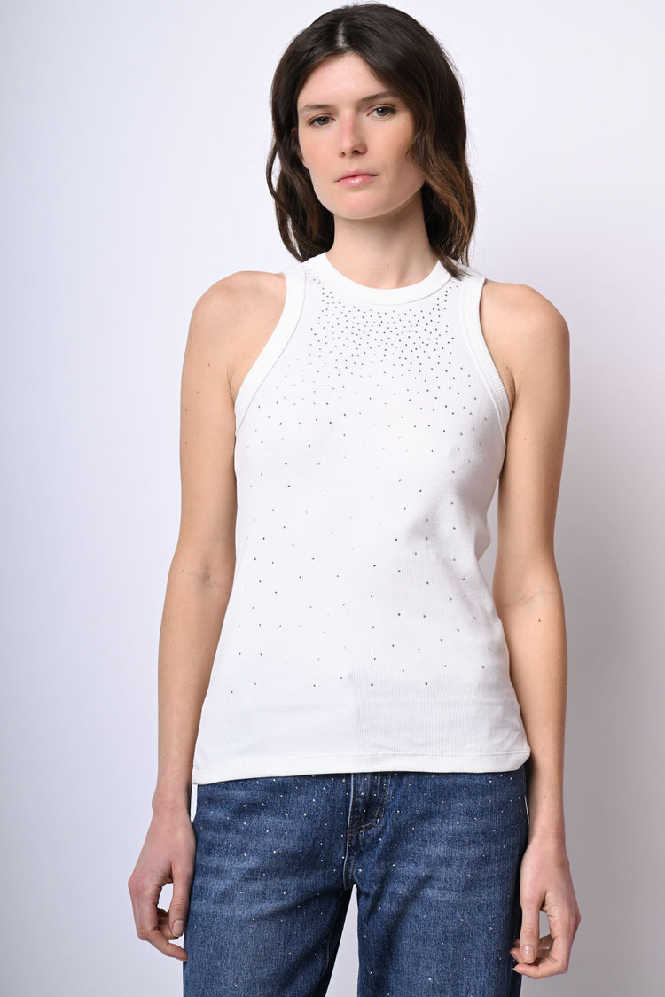 Canotta in cotone con strass