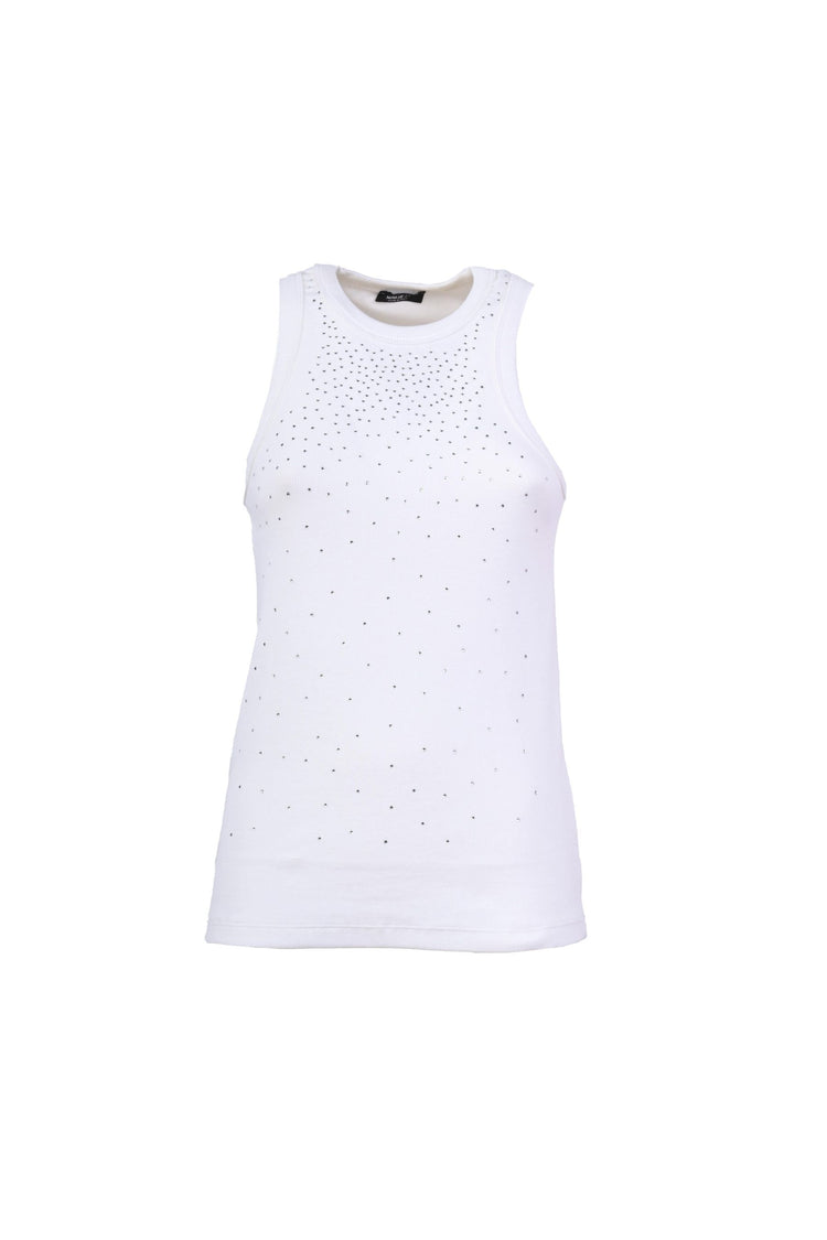 Canotta in cotone con strass