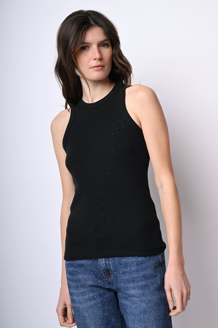 Canotta in cotone con strass