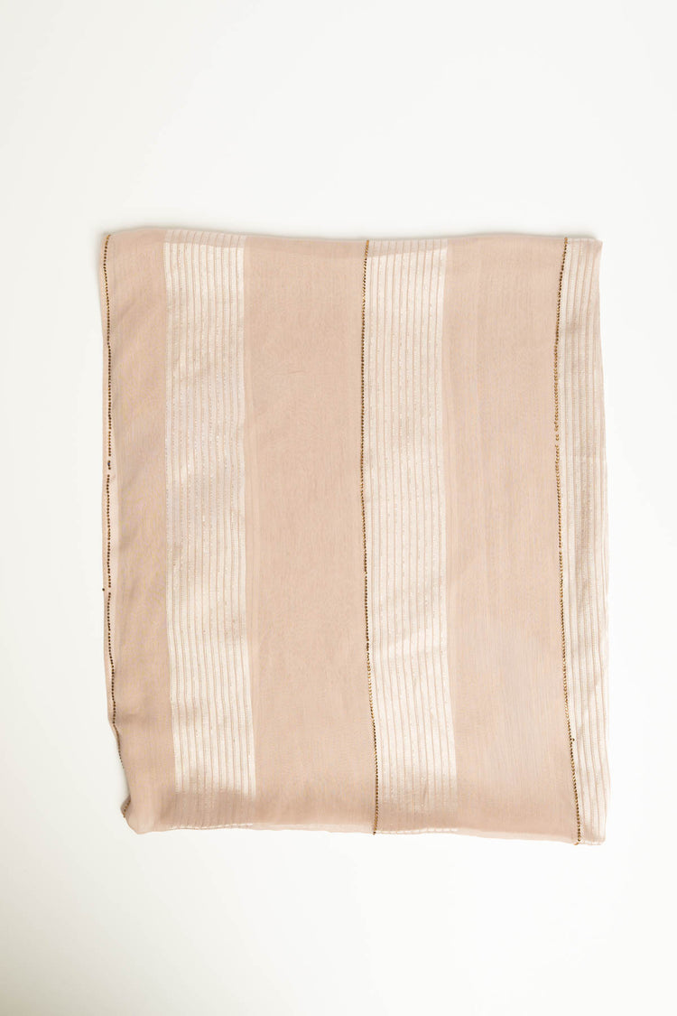 Stola a righe con strass rosa/beige
