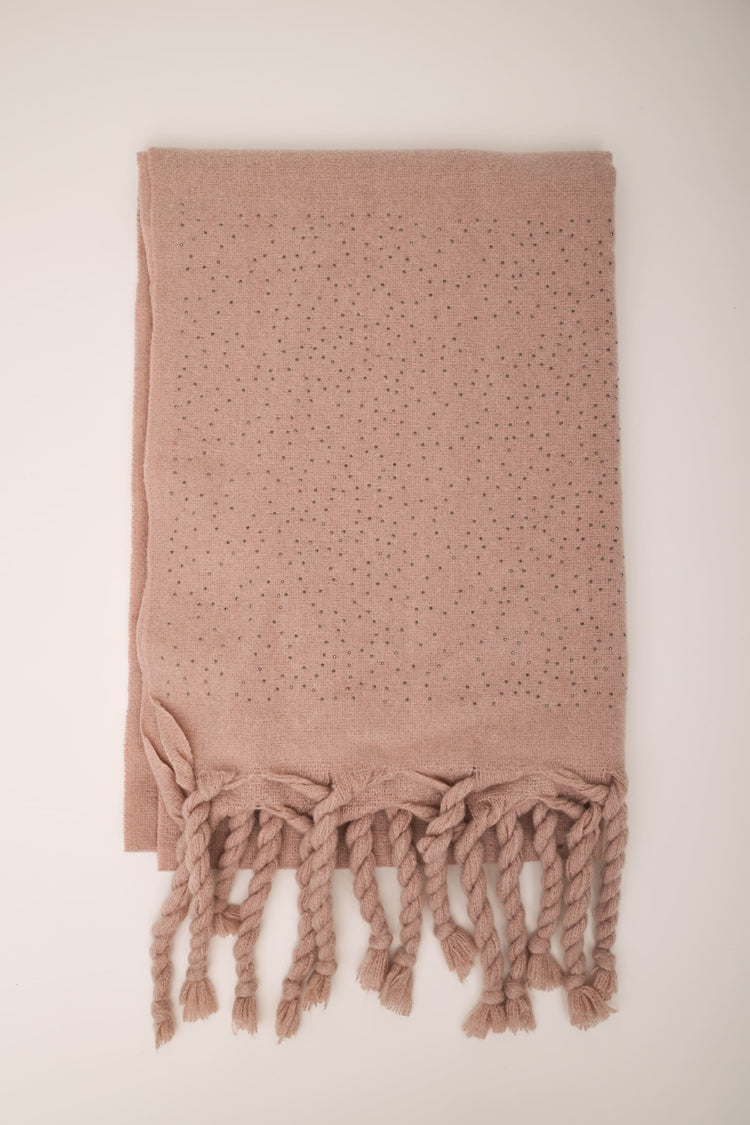 Sciarpa con strass e frange torchon
