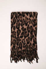 Sciarpa animalier con frange