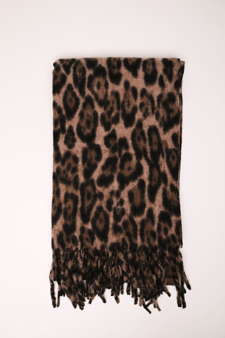 Sciarpa animalier con frange