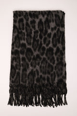 Sciarpa animalier con frange