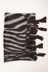 Sciarpa con motivo zebrato beige/nero