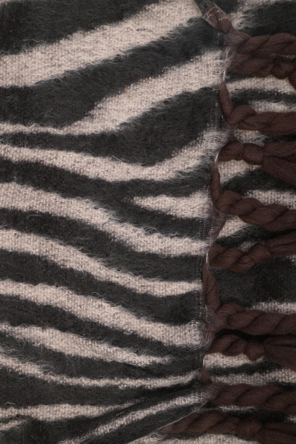 Sciarpa con motivo zebrato beige/nero