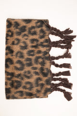 Sciarpa con motivo leopardato beige/nero