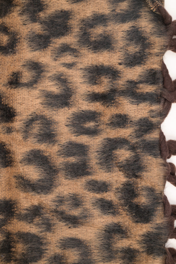 Sciarpa con motivo leopardato beige/nero