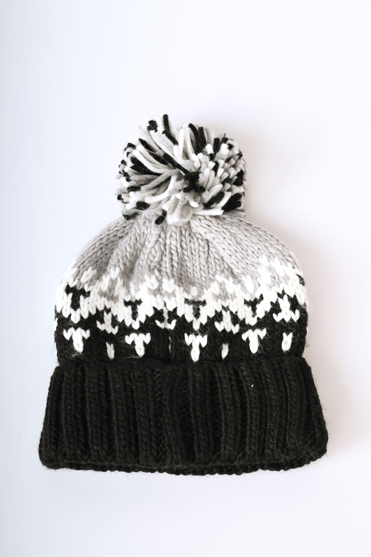 Cappello con pompon e motivo Faire Isle