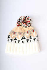 Cappello con pompon e motivo Faire Isle