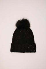 Berretto con pompon e paillettes