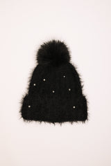 Berretto con strass e pompon