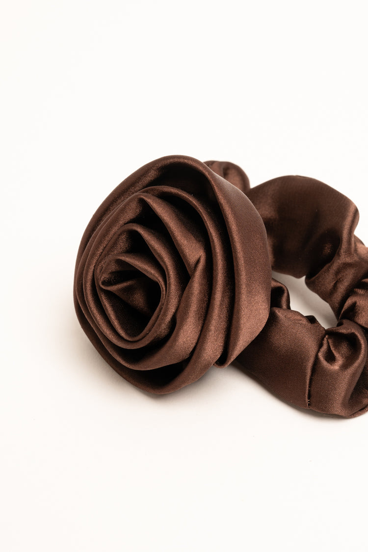 Elastico per capelli con rosa 3D cioccolato
