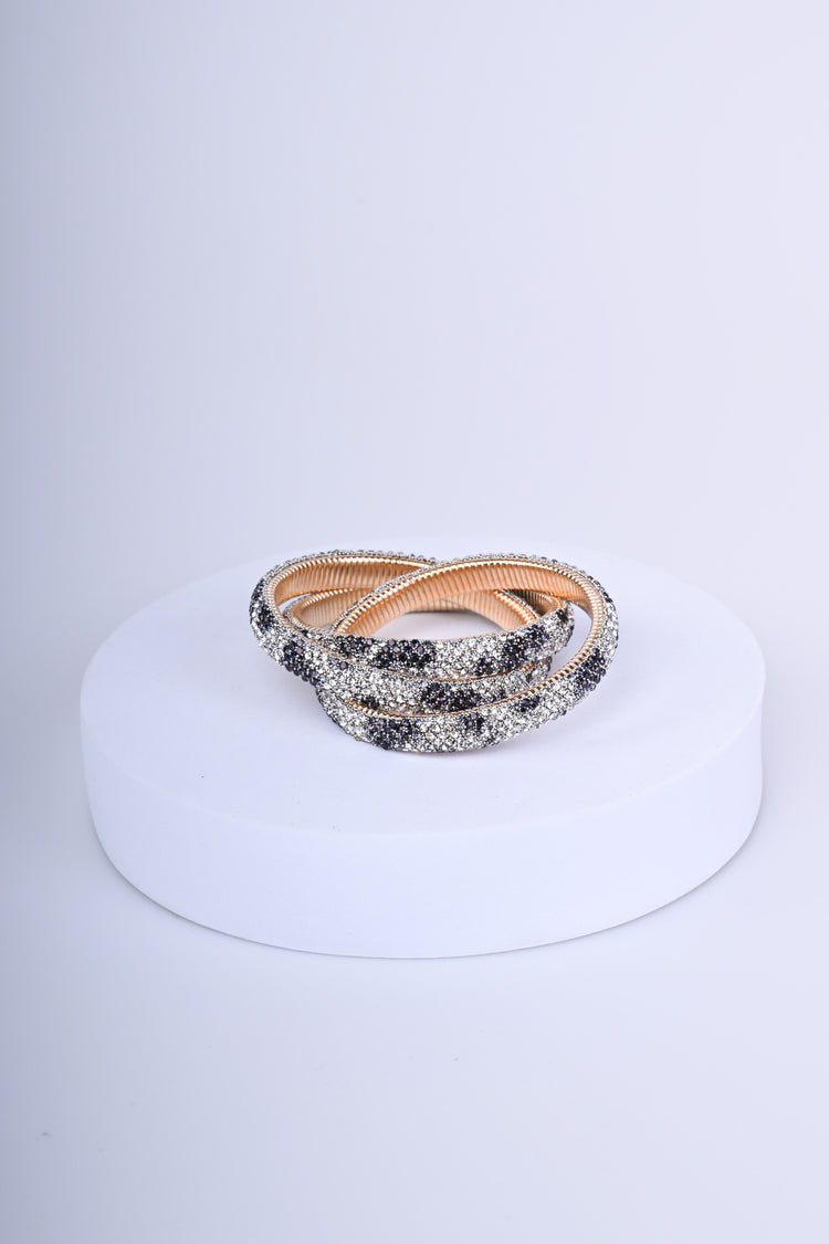 Bracciale intrecciati con strass animalier