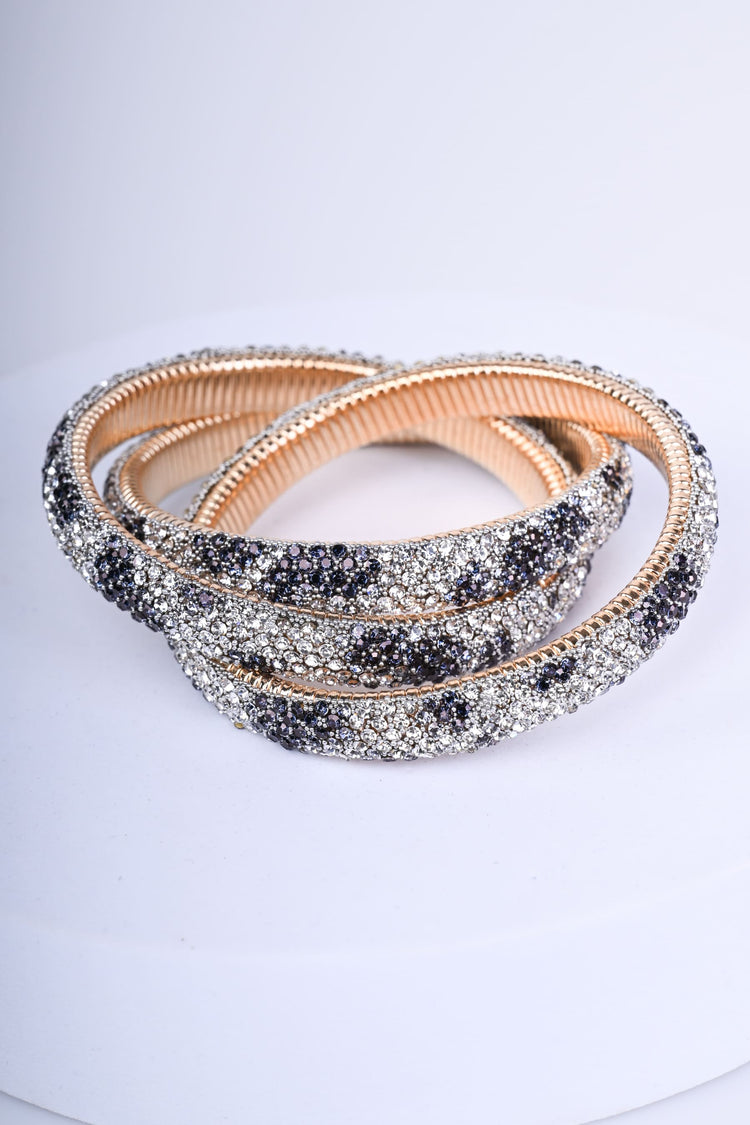 Bracciale intrecciati con strass animalier