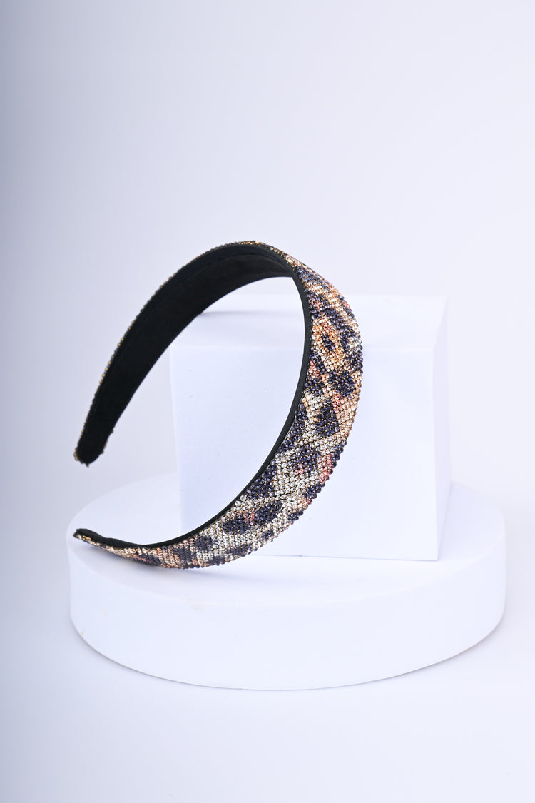 Cerchietto con strass animalier