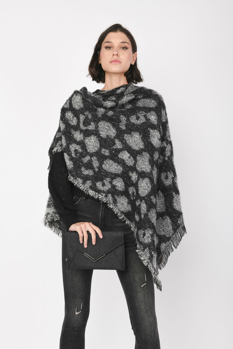 Poncho animalier con paillettes