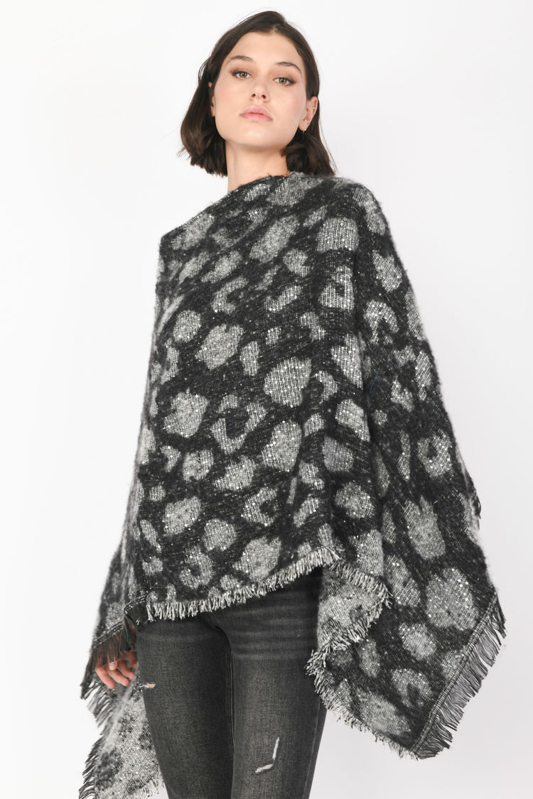 Poncho animalier con paillettes