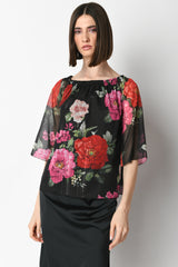 Blusa a stampa floreale lurex