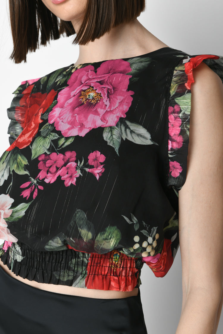 Top lurex a stampa floreale