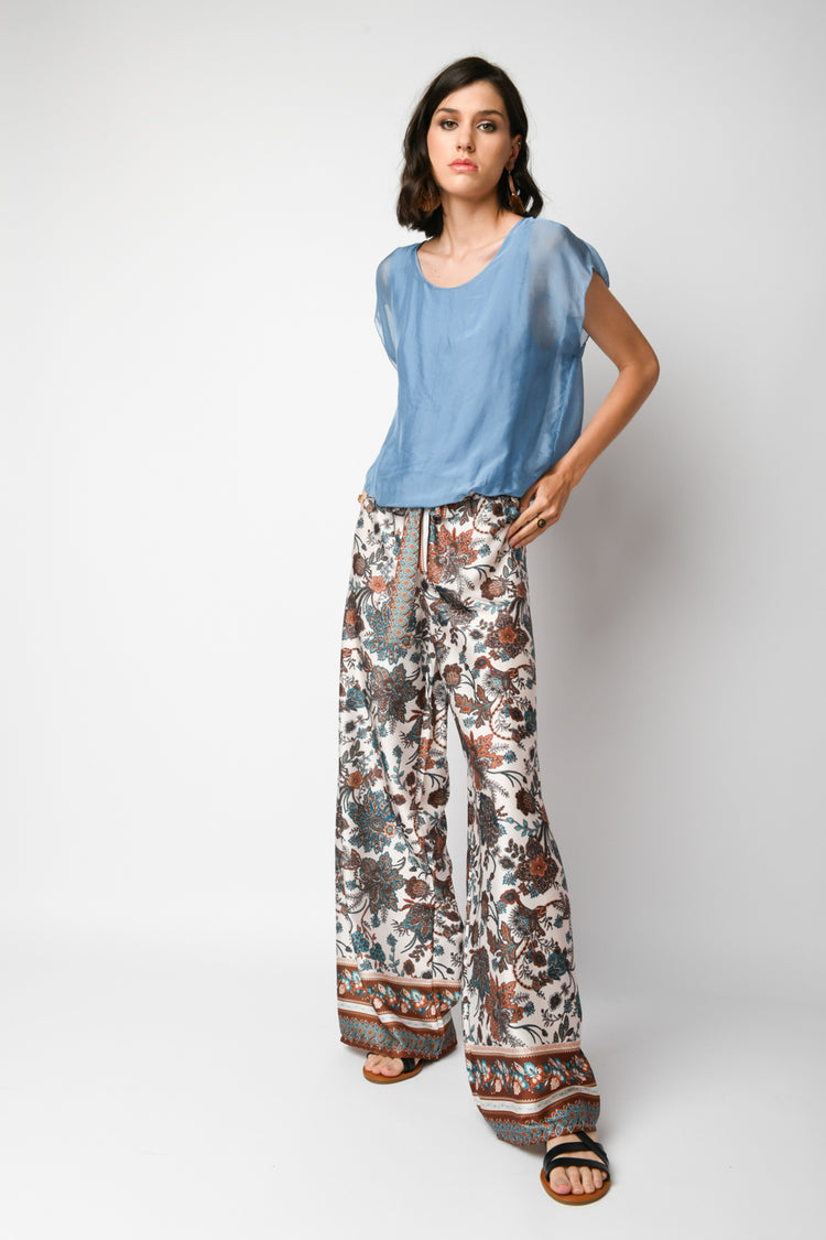 Pantaloni palazzo a stampa floreale