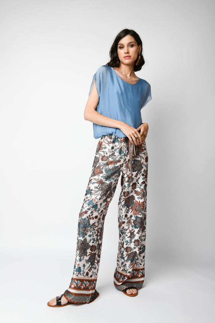 Pantaloni palazzo a stampa floreale